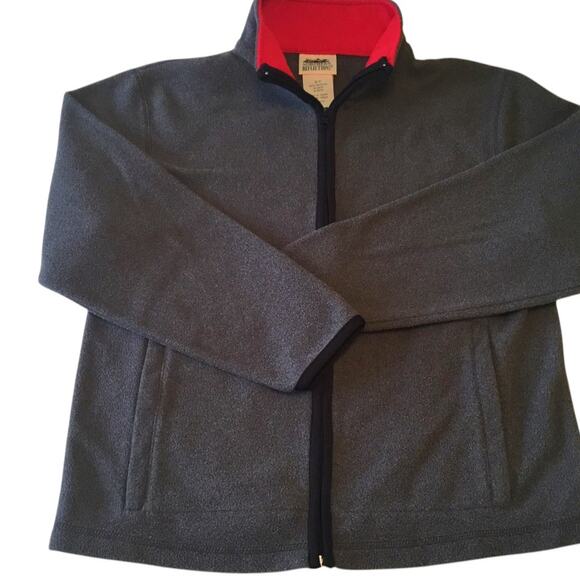 Northern Reflections Fleece Full Zip Pockets Gray Red Medium - Picture 1 of 7